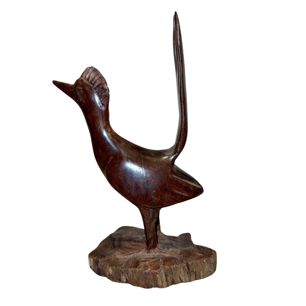Hand Carved Wooden Roadrunner Bird Figurine Folk Art 8.5" Mexico Style - Picture 3 of 12